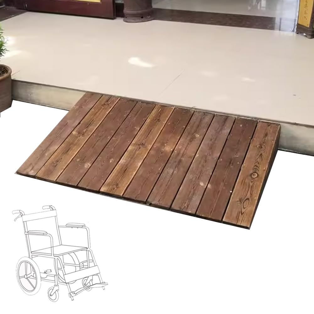 10/18/20/25cm Rampe Fauteuil Roulant en Bois，Rampe De Seuil Portables Antidérapantes Rampe De Bordure pour Moto, Vélo，Marches(90x70x18cm/35x28x7in)