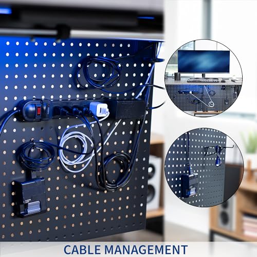 Image of VIVO Black Clamp-on 30 x 24 inch Desk Pegboard, PP-DK30B-1 | Steel Privacy Panel, Magnetic Peg Board, Office Accessory Organizer, Above or Under Desk Placement