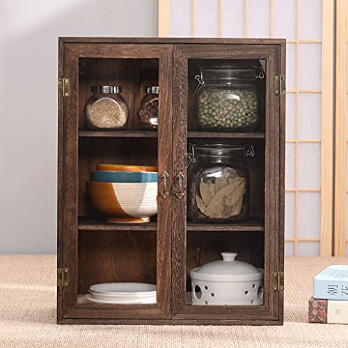 zyr Massivholz Tee Schrank Staubdichter Teetasse Halter Kleiner Blog Regal Desktop Regal Countertop Mini Kabinett Organizer Mit Acrylfenstern Und Vintage Metallgriffe - Image 3