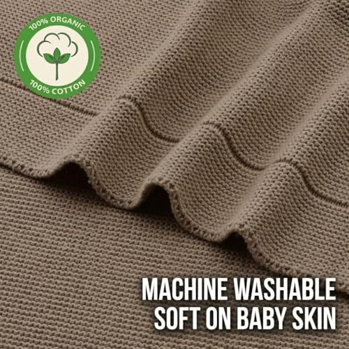 Image of 100% Organic Cotton Knit Receiving Baby Blanket for Newborns - Soft, Breathable Blanket for Crib & Stroller - Nursery Gift (Ultra Soft Mochachino)