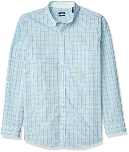IZOD mens Big and Tall Long Sleeve Stretch Performance Plaid Button Down Shirt, Meadow, XX-Large Tall US