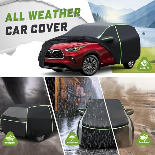 Image of Mixsuper Liner Car Cover for Toyota Highlander 2001-2025, 7 Layers Waterproof Car Cover Accessories for Highlander with Zipper Door, Windproof Straps, Reflective Strips, Anti-UV, All Weather