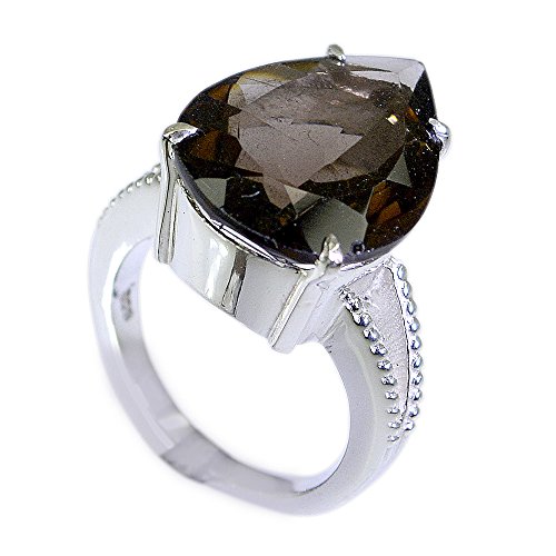Bague quartz fumé naturel véritable argent massif anti-allergie bague réglée de H à Z