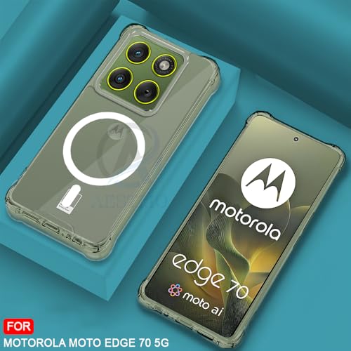 Image of AESTMO Clear Back Cover for Moto Edge 70 5G | 360 Protection | Transparent Back Cover for Moto Edge 70 5G (PC + TPU, Compatible with MagSafe Accessories, Transparent Bumper)