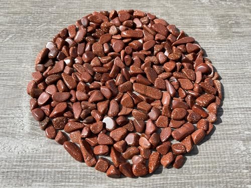 Image of GAF TREASURES 2 oz Lot Semi Tumbled Gemstone Chips, Crushed Mini Crystals, Undrilled Crystal Chips (Red Goldstone)