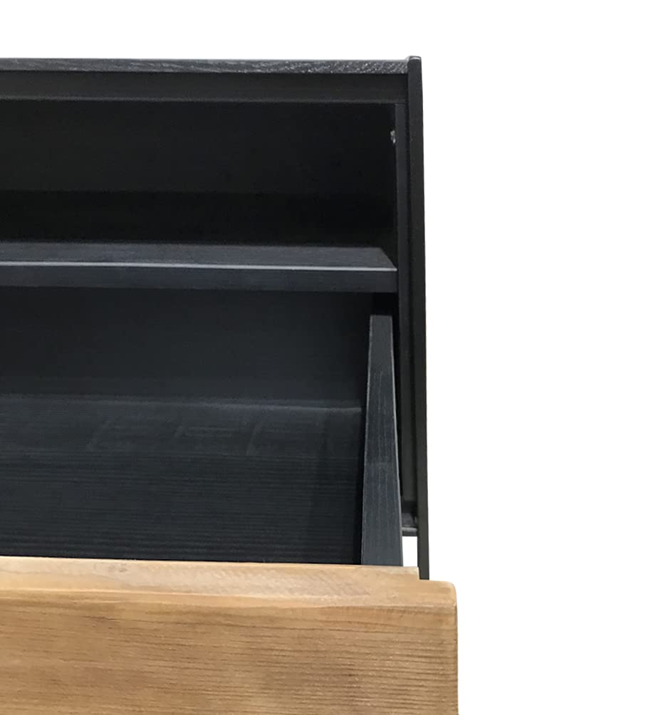 Muebletmoi - Mesa baja contemporánea de 80 cm con metal y pino reciclado con un cajón de almacenamiento, colección Chalet