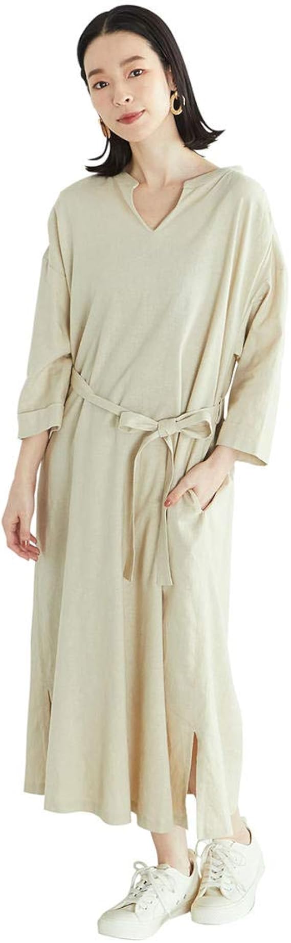 Amazon Co Jp コムサ イズム Comme Ca Ism リネン スキッパー ワンピース アッパッパ 52 31op72 0 服 ファッション小物