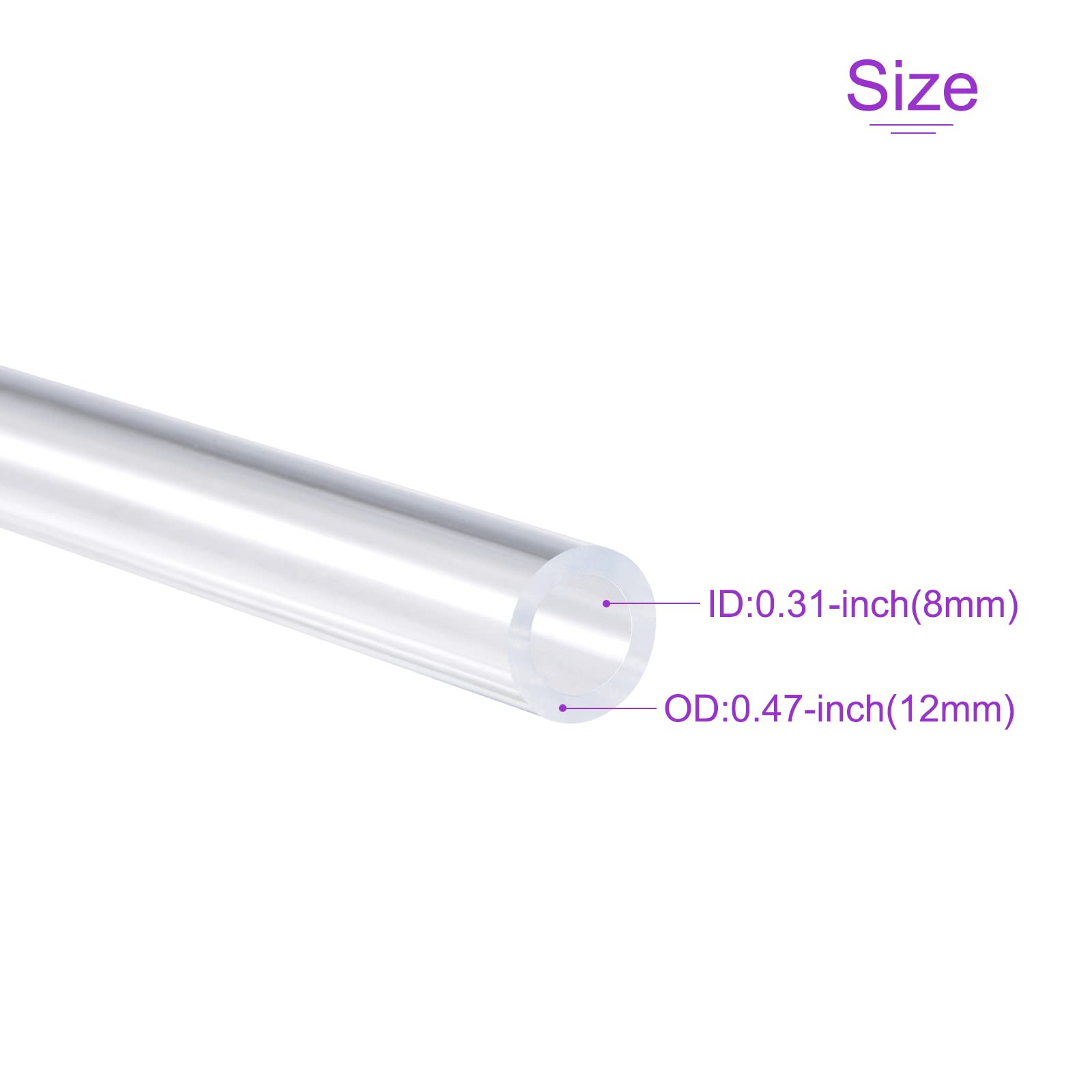 Produktbild von DMiotech 2 Stück 8mm X 12mm  5/16" X 1/2"  Klarer Acrylrohr Steifes Kunststoffrohr 10 Fuer Aquarium Wasserleitung, Wasserkuehlsystem 4604939302