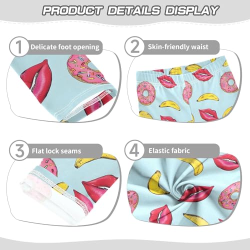 ALAZA Girls' Leggings Children's Yoga Pants Skinny Printed Dance Banana Donut Lip Comfortable 4T2