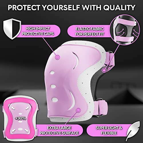 Skatewiz Skating Protective Gear Adult - Impact Size M In Pink White - Skateboard Pads Elbow And Knee Pads Adult - Knee Pads Skating Pads Adult - Knee Pads For Women Roller Skating #TOP1