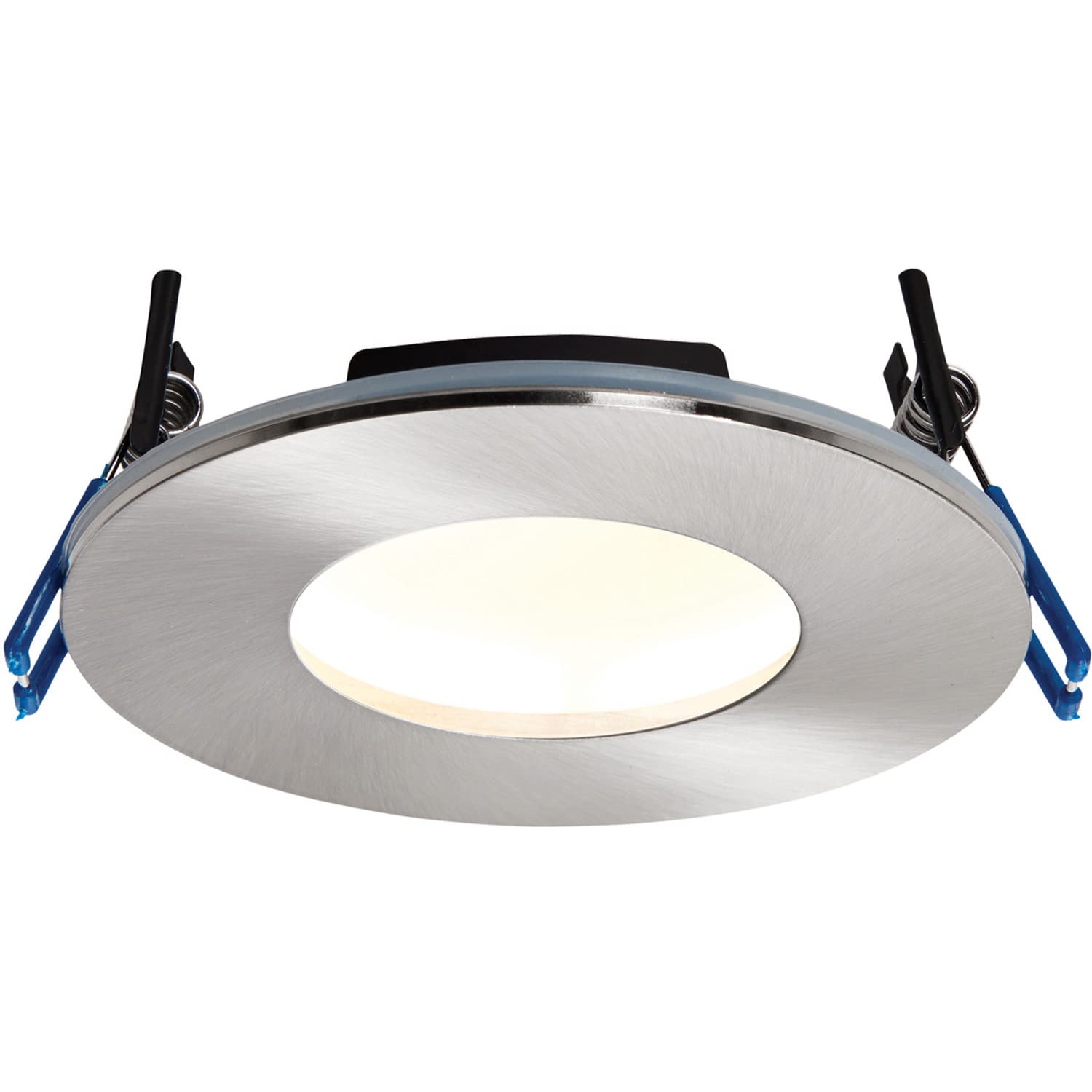 Loops Unisex Metallics Satin Nickel Recessed Bathroom Downlight - 9W Warm White Led Slim Ceiling Light In