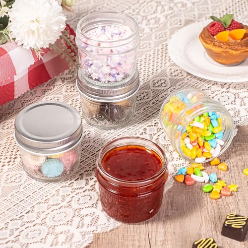 Image of Amzcku 4 oz Vintage Mason Jars with Lids, Regular Mouth Canning Jar, Safe For Storage, Canning, Pickling, Preserving, Fermenting, DIY Crafts & Decor 24 Pack