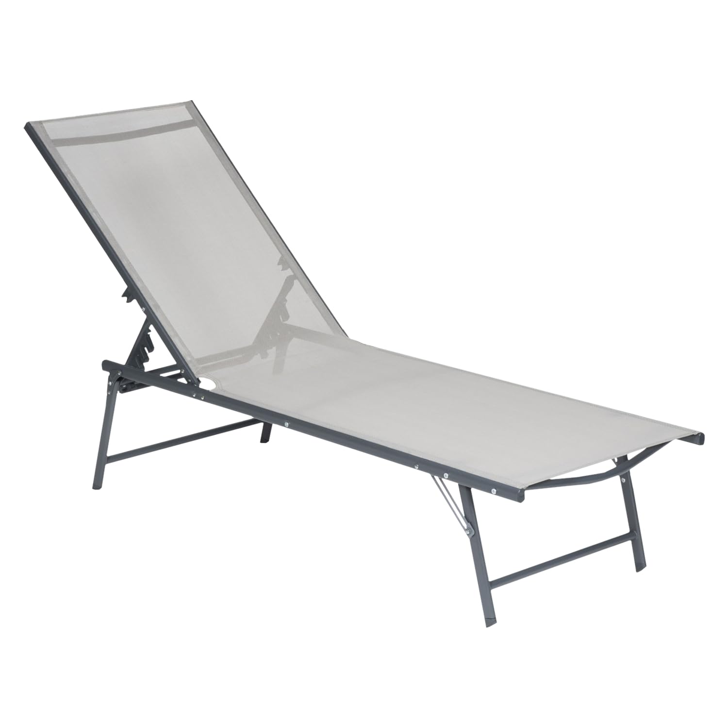 Happy Garden Lot de 2 Bains de Soleil pliants Sicilia en textilène Gris - Structure Gris Anthracite. Bain de Soleil d'extérieur en Acier 5 Positions.