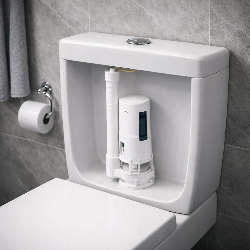 Mecanismo Cisterna WC Doble Pulsador con Cable D-220 – Válvula Descarga Universal Eco, Regulación Parcial y Total, Altura Ajustable, Compatible Pulsador Superior o Lateral