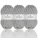 NICEEC 3 Skeins Sparkling Chenille Yarn Soft Velvet Yarn for Crochet Knitting Blanket Yarn DIY Craft...