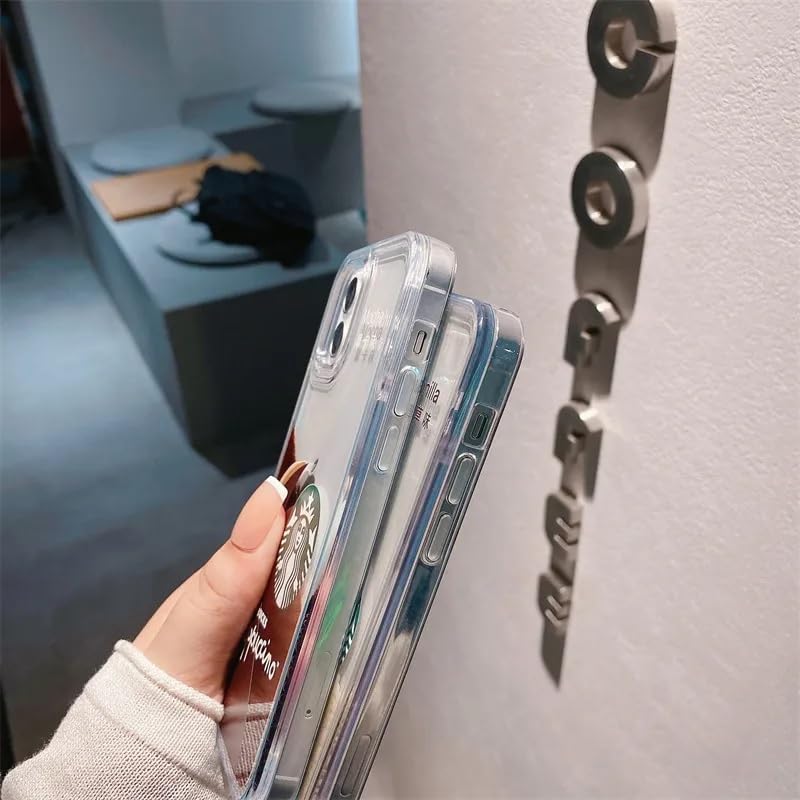 Image of COVERLY Compatible for iPhone 12 Pro Silicone | Brown | Mobile Phone Case for iPhone| Printed Sticker Float Design Style | Slim Back Cover | Starbuck | Hard Ultra Protective Pack of 1 (iPhone 12 Pro)