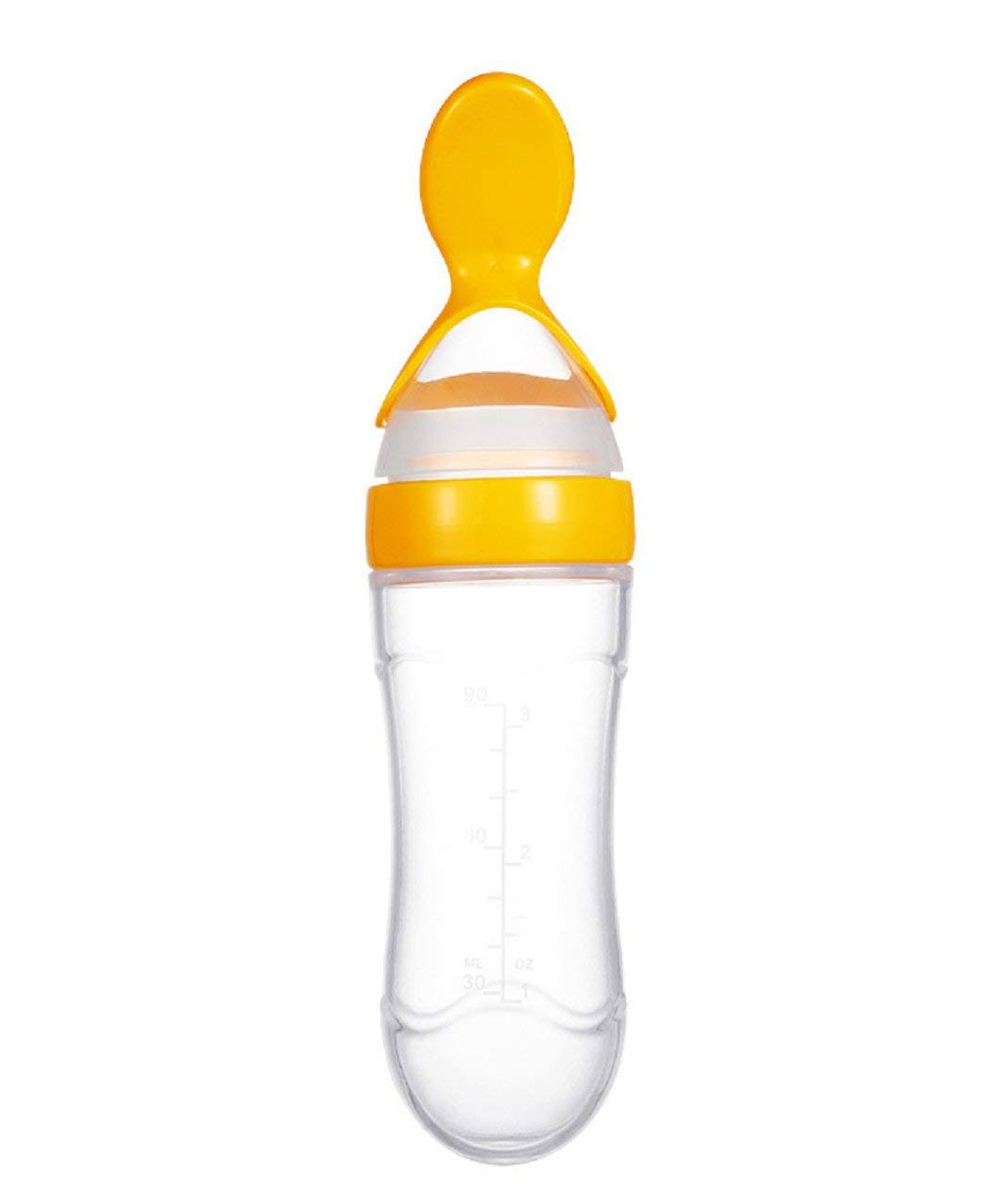GRAYSEE Baby Safe Silicone Squeeze Fresh Food Feeder Bottle with Food Dispensing Spoon, Infant Food Nibbler Teething Toy Feeding Pacifier, CMB01 Pack of 2 (Yellow) - Image 7 thumbnail