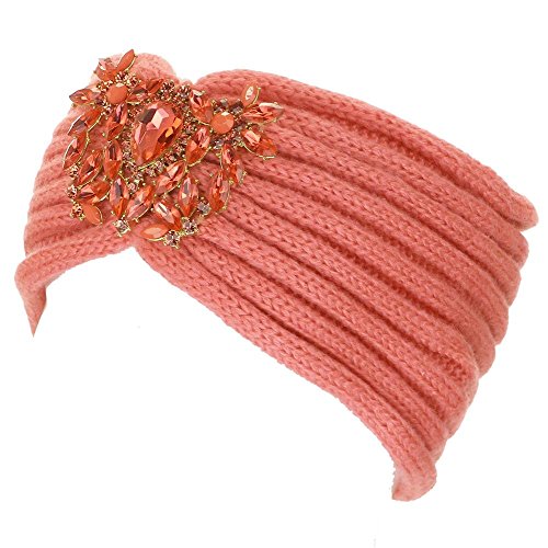 Women's Jewel Accent Knit Head Wrap Black Coral