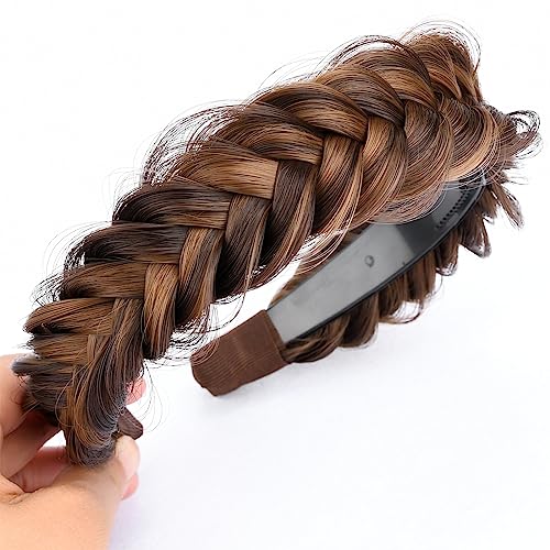 BOBIYA Wide Braided Headband with Teeth Braid Headbands With Teeth for Women Braided Hair Headbands with Tooth (Chocolate Toast) - Image 4