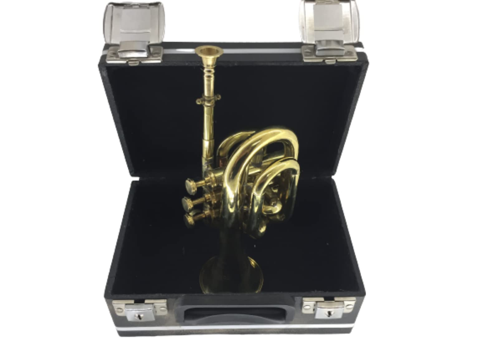 Trompete aus Messing mit Etui, für Zuhause, Wohnzimmer, Kunst, Made in Italy