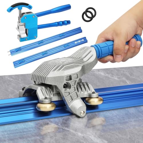 GYQSSD Manual Tile Cutter, Professional Large Format Tile Cutting Machine (Five Wear-Resistant Rollers) + Build-in Suction Cups Guide (2.2/2.3/3.0/3.8M) + Powerful Tile Pliers,2.2m