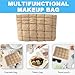 FITINI Makeup Bag Travel Large Portable Quilted Cosmetic Organizer Cute Pouch for Women Soft Puffy Zipper Waterproof Toiletry Storage Bags,Brown