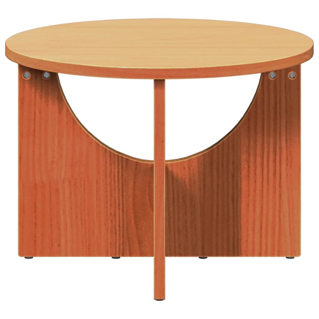 Mesa de centro redonda marrón cera de madera maciza de pino 50 x 50 x 35 cm, mesa de salón estable para bebidas y libros, mesa de sofá versátil para el hogar