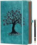 ZXHQ A5 360 Pages Lined Journal for Women, Tree of Life Design, with Pen, Fine Inner Pocket, Seagreen