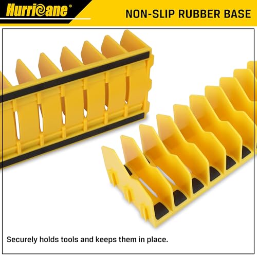 Image of HURRICANE Plier Organizer Rack, 10-Slot Pliers Cutters Rack with Non-Slip Rubber Base, Tool Drawer Toolbox Organizer and Storage, Extendable Design, Fit 3 inch H, 1 Pack, Yellow