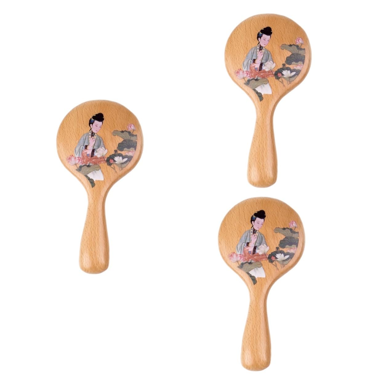 Miroirs de maquillage compacts en bois rétro de 18 x 9 cm pour coiffeuse et sac