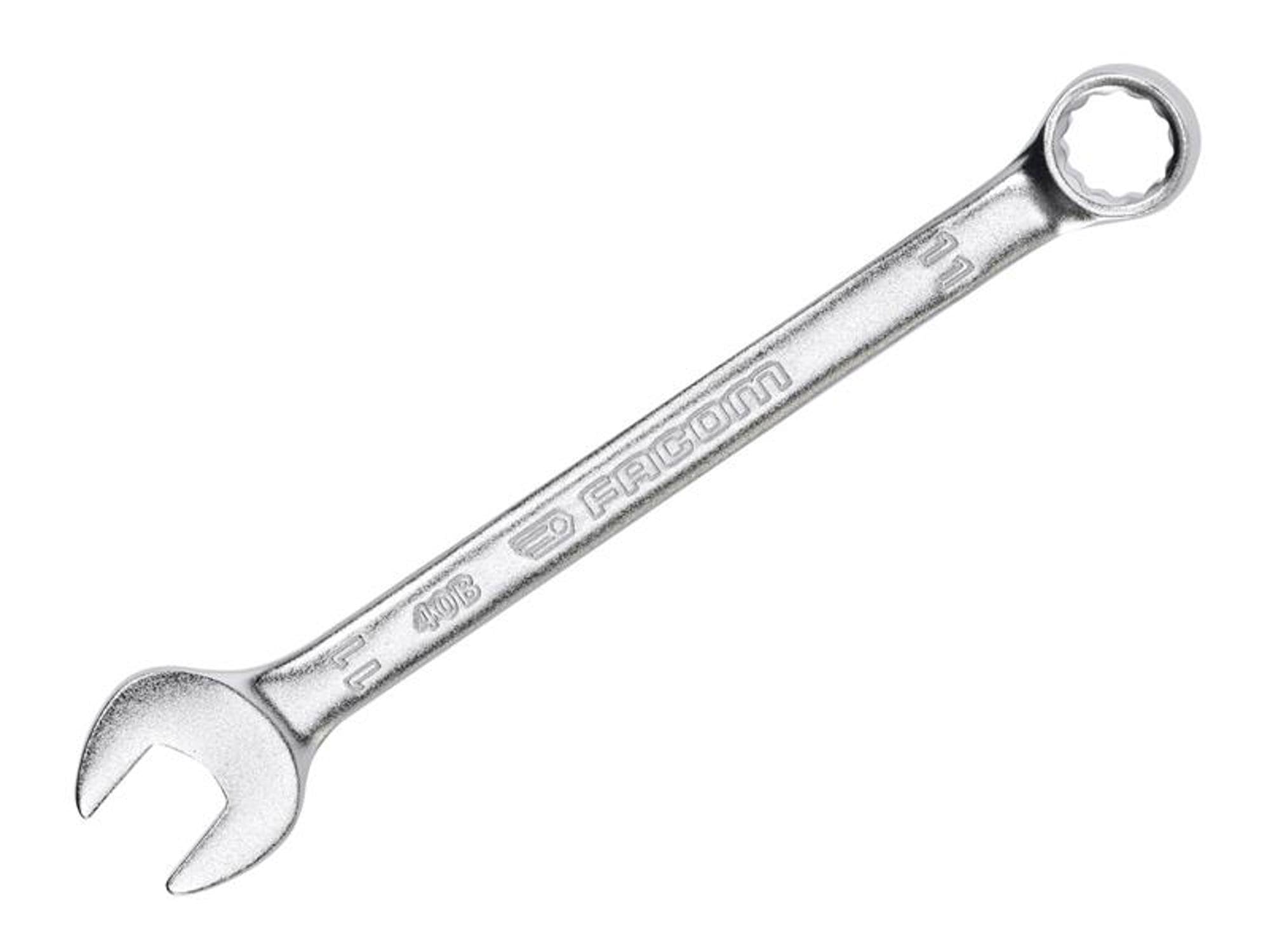 Facom 40B.11 Slim Metric Combination Spanner 11Mm - 12-Point Ogv, 15 Offset, Matt Chrome Finish 3662424112492