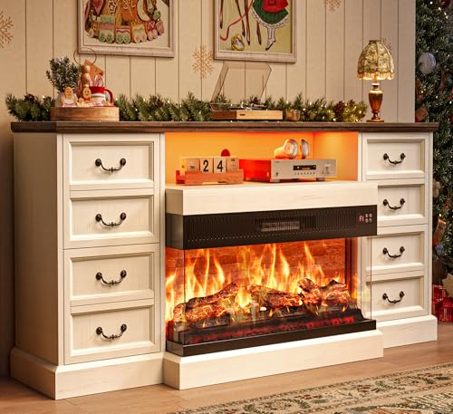 Huuger-Fireplace-TV-Stand-with-LED-Lights-for-75-80-Inch-TV-3-Side-Glass-Fireplace-Entertainment-Center-70-Inch-Farmhouse-TV-Stand-with-4-Deep-Drawers-for-Living-Room-Distressed-White Huuger Fireplace TV Stand with LED Lights for 75 80 Inch TV 3 Side Glass Fireplace Entertainment Center 70 Inch Farmhouse TV Stand with 4 Deep Drawers for Living Room Distressed White