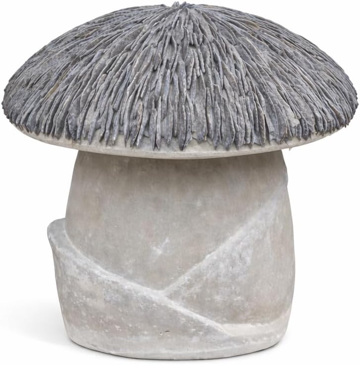 Alpine Corporation VTFAM178S Small Cement Mushroom Garden Statue – 13” Decorative Outdoor Yard Sculpture – Rustic Concrete Mushroom Statuary for Patio, Lawn & Indoor Décor