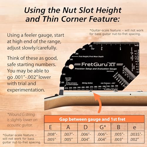 Image of FretGuru XT Guitar String Action Gauge - Pro Fret Rocker, Bridge & Pickup Spacing Ruler, Advanced Ultra-Precision, MOAGG Technology - Guitar Setup Tool for Luthiers with Fret Height /Fret Wear Checker