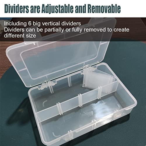 Image of 2 Pcs 8 Grids Clear Organizer Box Plastic Storage Container with Adjustable Dividers for Electronics Jewelry Beads Art DIY Crafts Fishing Small Parts