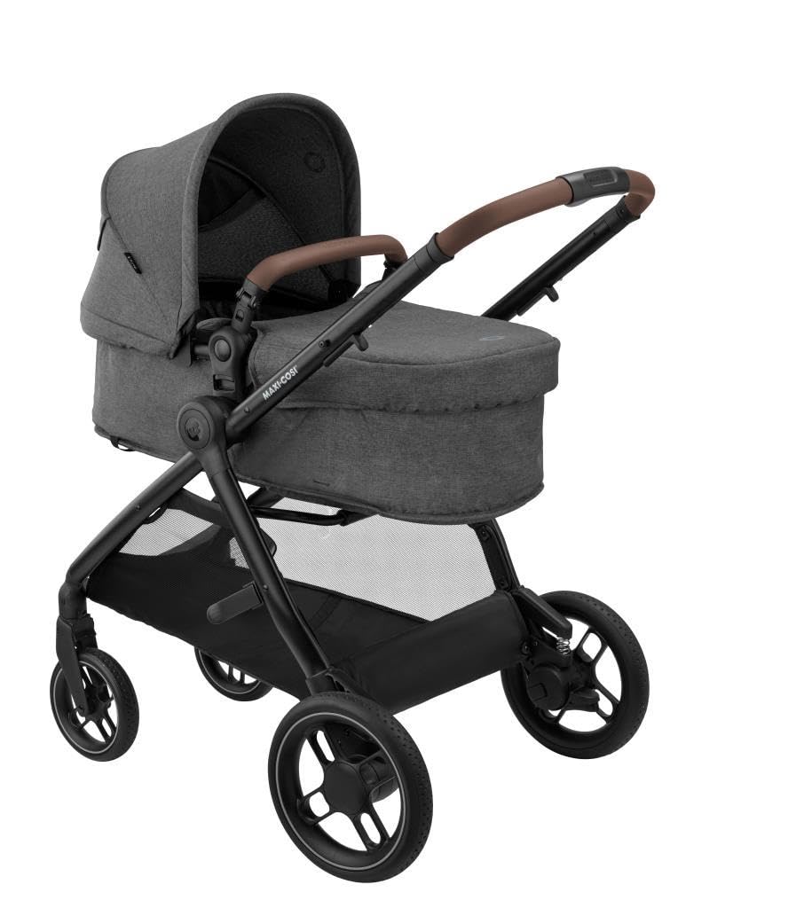 Maxi-Cosi Zelia S Trio Poussette 3 en 1, 0-4 Ans, 22 kg, Pliable, Compacte, CabrioFix S i-Size, Sac à Langer, Gris Foncé