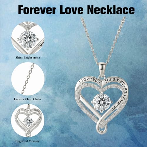 ziella Jewelry To My Wife Necklace-Engraved Heart Necklace with I Love You-Birthday Anniversary Jewelry Pendant Gifts for Women4