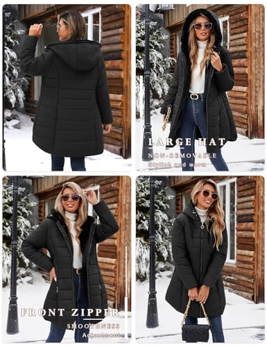 Women's Winter Fleece Lined Down Jacket Windproof Fur Warm Fit Down Jacket - Long Ski Coat for Commuting2