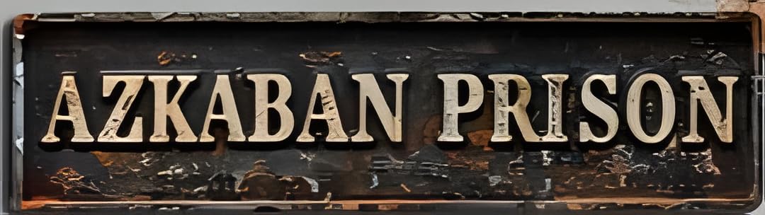 Keceoai A1775 Azkaban Prison Metal Wall Sign,4X16 Inch,Vintage Style Tin Plaque,Black And Gold