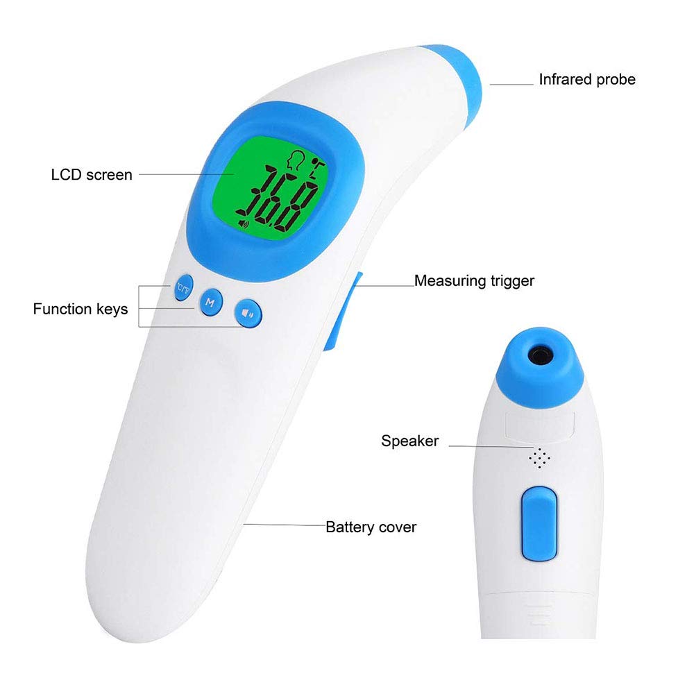 Frente Termómetro Infrarrojo Digital Medición De La Temperatura para El Bebé Y Adulto para El Hogar Y Uso Médico (Azul)