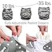 Nora's Nursery Cloth Diapers 7 Pack with 7 Inserts & 1 Wet Bag - Waterproof Cover, Washable, Reusable & One Size Adjustable Pocket Diapers for Newborns and Toddlers - B&W Unisex 2