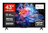 TCL 43V6C 43 Zoll 4K UHD Smart Fernseher – HDR10+, HVA-Panel, Dolby Vision, Google TV, HDMI 2.1, DVB-T2/C/S2, Bluetooth 5.2, Sprachsteuerung mit Alexa & Google Assistant