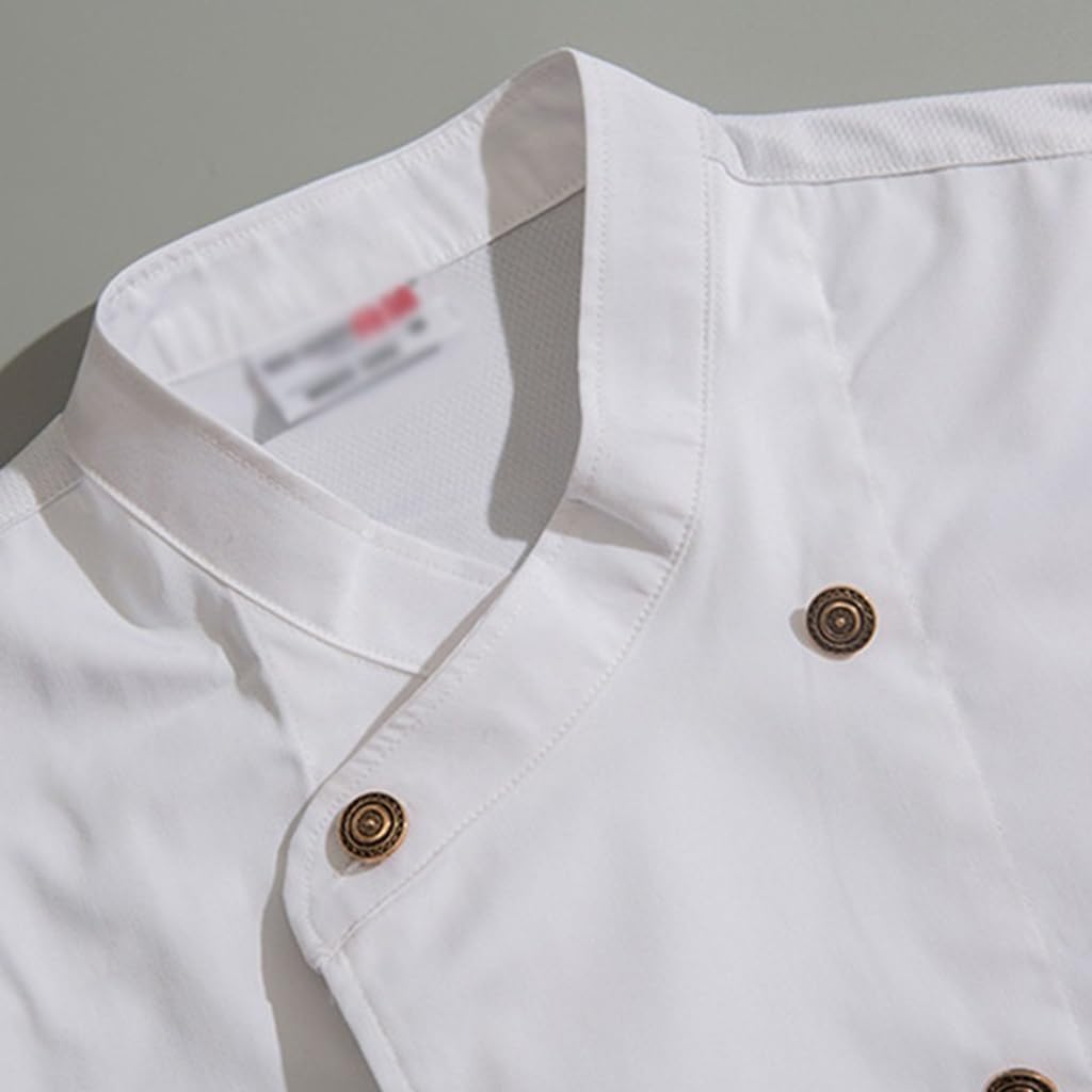 Chef Jacket Short Sleeve Classic Button Unisex Chef Coat Uniform for Food Service, Caterers, Bakers Culinary
