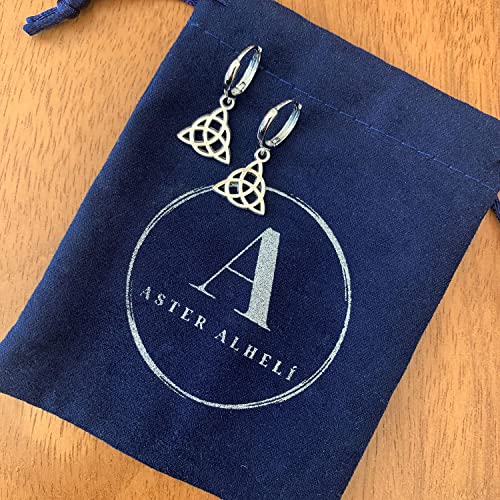 Pendientes-Nudo-Celta-Chapados-en-Platino-Aros-Mujer-con-Colgante-Nudo-Trinidad-Plata-Vieja-Amuleto-Protector-Perfecto-para-Regalo