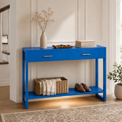 Image of 41.3 inch Modern Entryway Console Table with Foot-Sensor Light, Blue