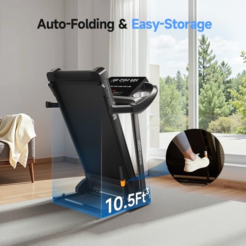 Image of YPOO YPOO Treadmills for Home with Incline, Auto Foldable Running Treadmills, 8.0 MPH Walking Pad Treadmill with Bluetooth, 300 lbs Weight Capacity Quiet