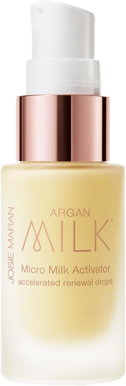 Josie Maran Micro Milk Activator Face Serum - Hydrating & Brightening Facial Serum with Argan Milk, Niacinamide & Kojic Acid - Anti-Aging Renewal Drops for Smooth, Radiant Skin (0.5 Fl Oz)
