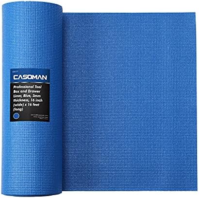 CASOMAN Professional Grade High Grip Tool Box Liner, Drawer Liner, and Shelf Liner, Blue, 16 inch (Wide) x 16 feet (Long), Adjustable Thick Cabinet Liners