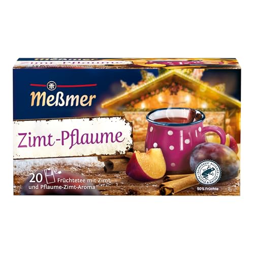 Meßmer Zimt Pflaume | Früchtetee mit Pflaumenaroma| 20 Teebeutel | Vegan | Glutenfrei | Laktosefrei