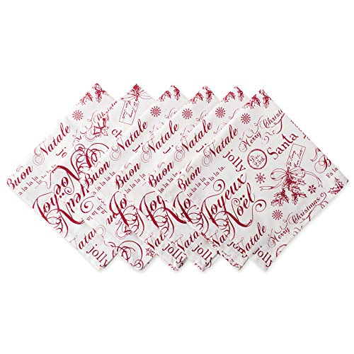 DII Vintage Christmas Kitchen Textile Collection, Napkin Set, 20x20, Joyeux Noel, 6 Piece
